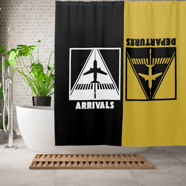 Aeroplane on Runway with Arrivals Departures,Trave Shower Curtain (Creator Uploaded)