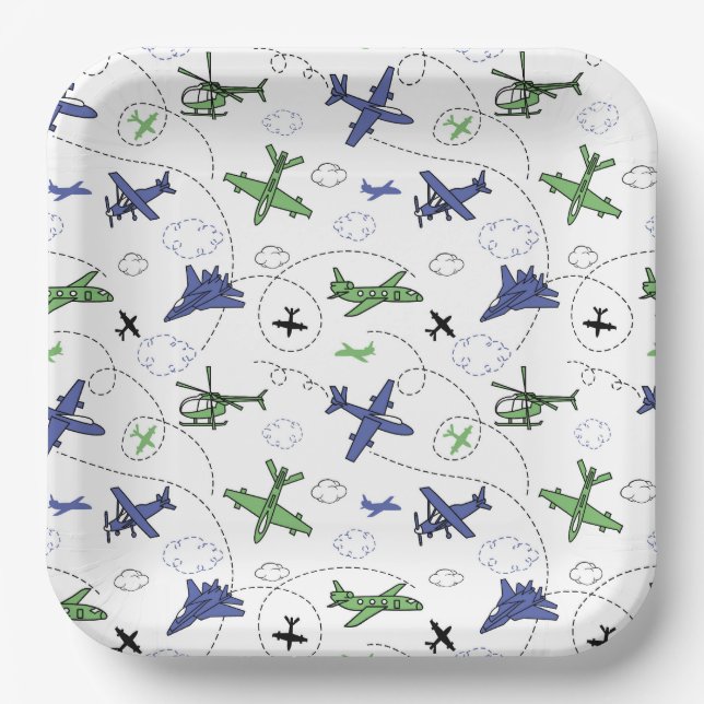 Aeroplane Paper Plates, Aircraft Party Supplies Plate (Front)