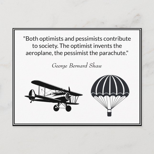Aeroplane Parachute Quote George Bernard Shaw Postcard (Front)