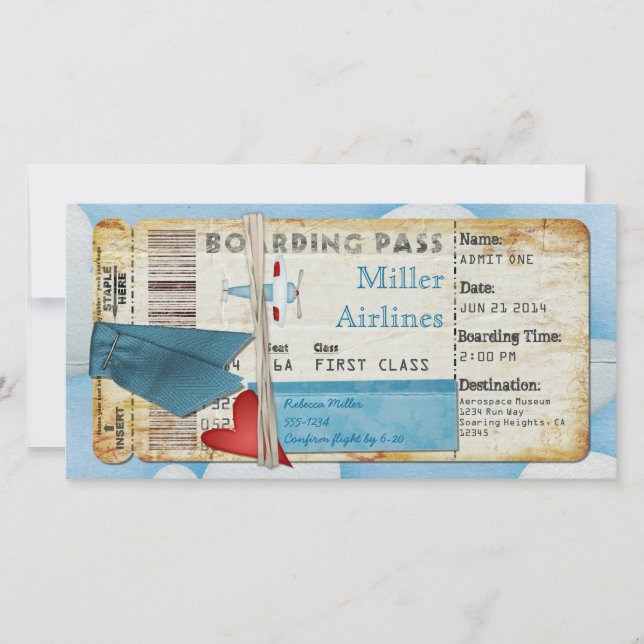 Aeroplane Party Boarding Pass (Front)