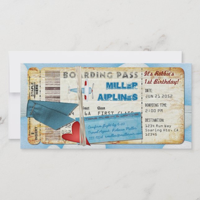 Aeroplane Party Boarding Pass (Front)