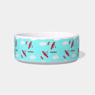 Aeroplane pattern on blue bowl