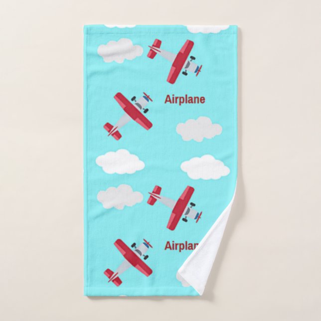 Aeroplane pattern on blue hand towel (Hand Towel)