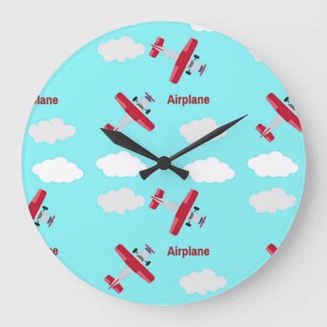 Aeroplane pattern on blue large clock (Front)