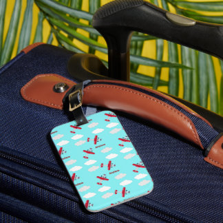 Aeroplane pattern on blue luggage tag