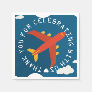 Aeroplane Personalised Boy Pilot's Party Shower Napkin