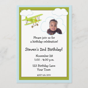 Aeroplane Photo Birthday Invitation
