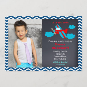Aeroplane Photo Birthday Party Invitations