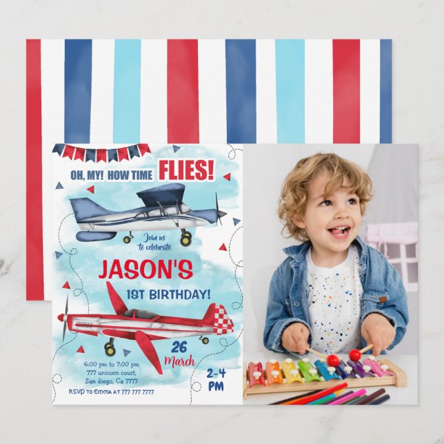 Aeroplane Photo Invitation (Front/Back)