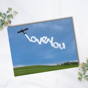 Aeroplane photo,Love you,Aviation Birthday Postcard