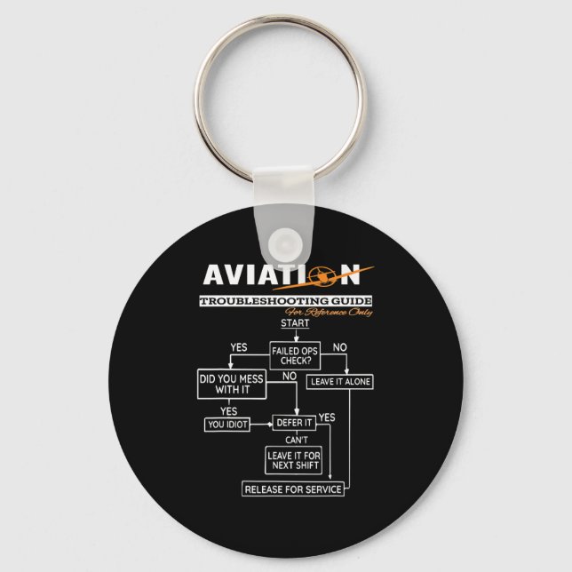 Aeroplane Pilot Aviation Trouble Shooting Guide Key Ring (Front)