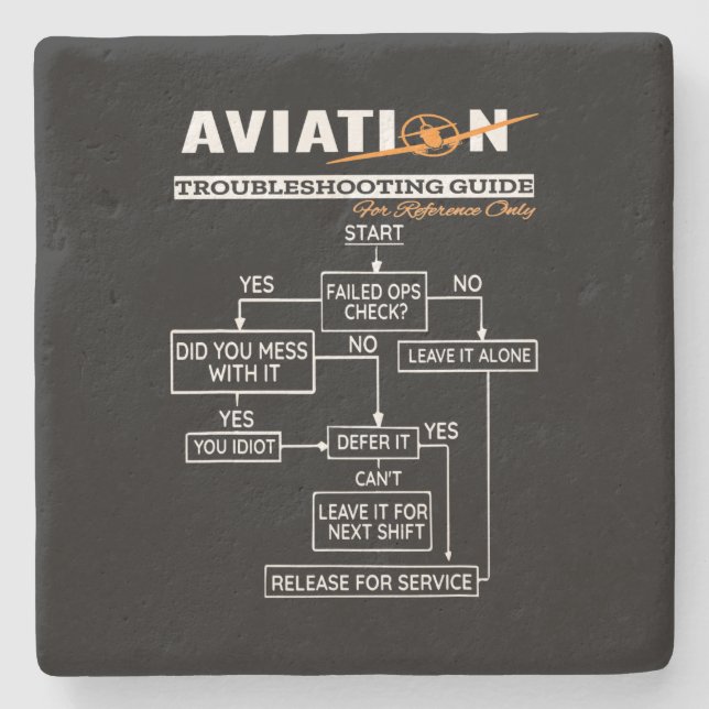 Aeroplane Pilot Aviation Trouble Shooting Guide Stone Coaster (Front)