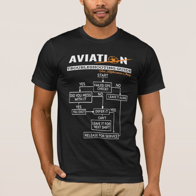 Aeroplane Pilot Aviation Trouble Shooting Guide T-Shirt (Front)