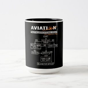Aeroplane Pilot Aviation Trouble Shooting Guide Two-Tone Coffee Mug