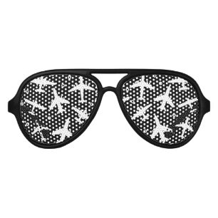 Aeroplane Pilot Black and White Aviation Aviator Sunglasses