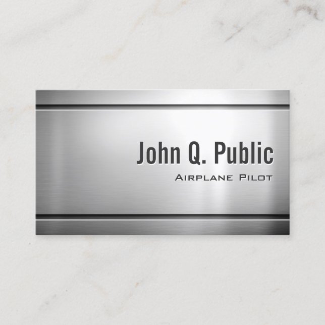 Aeroplane Pilot - Cool Stainless Steel Metal Business Card (Front)