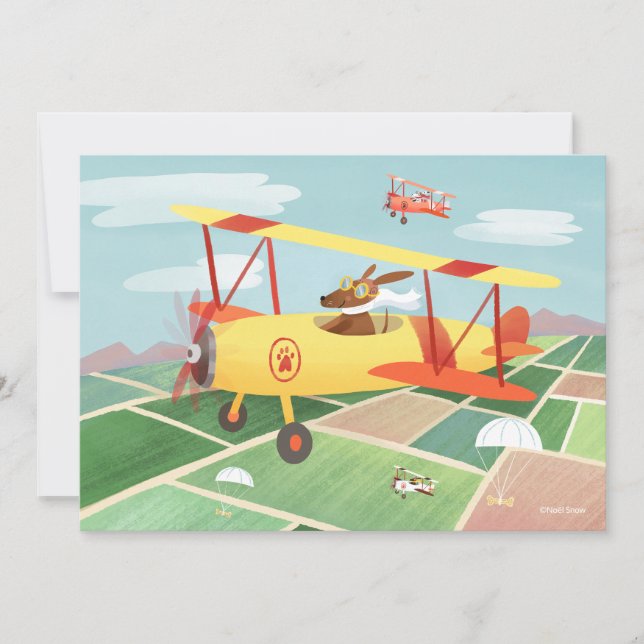 Aeroplane Pilot Dogs DIY Blank Invitation (Front)