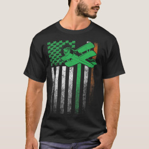 Aeroplane Pilot Flying Irish American Flag St. Pat T-Shirt