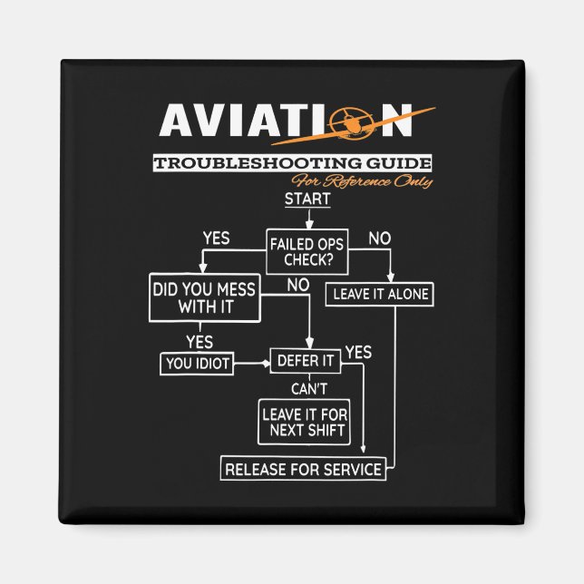 Aeroplane Pilot  Funny Pilot Troubleshooting Guide Magnet (Front)