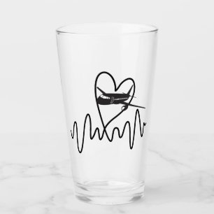 Aeroplane Pilot Heartbeat Flying Drinking Glass