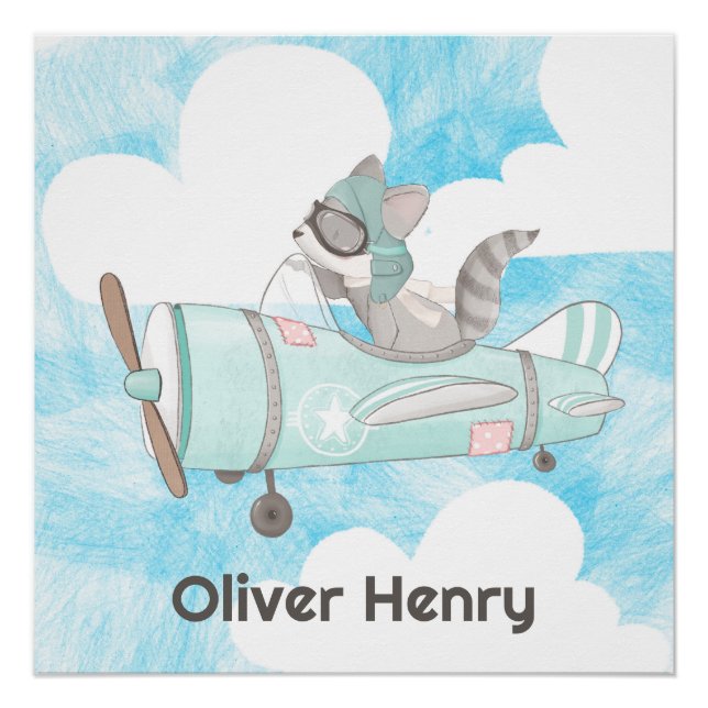 Aeroplane Pilot Racoon Poster (Front)