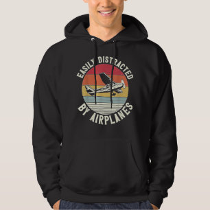 Aeroplane Pilot Vintage Retro Easily Distracted By Hoodie
