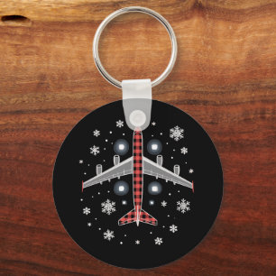 Aeroplane Plaid Christmas Pilot Key Ring