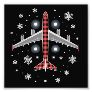 Aeroplane Plaid Christmas Pilot Photo Print