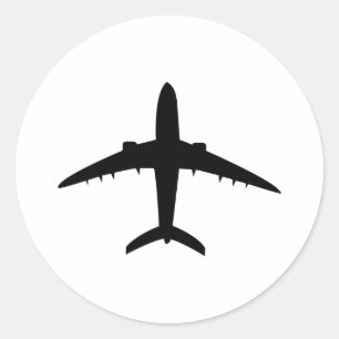 aeroplane plane aircraft icon classic round sticker