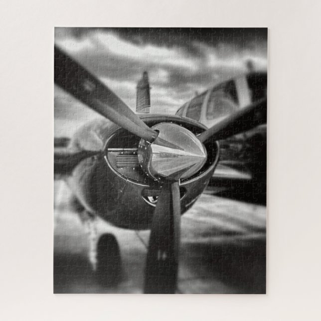 Aeroplane propeller Black and White Jigsaw Puzzle (Vertical)