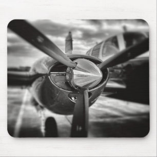 Aeroplane propeller Black and White Mouse Pad