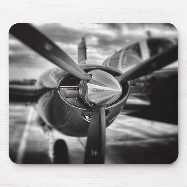 Aeroplane propeller Black and White Mouse Pad (Front)