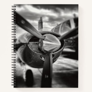 Aeroplane propeller Black and White Notebook