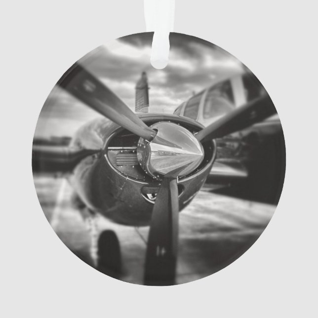 Aeroplane propeller Black and White Ornament (Back)