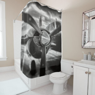 Aeroplane propeller Black and White Shower Curtain