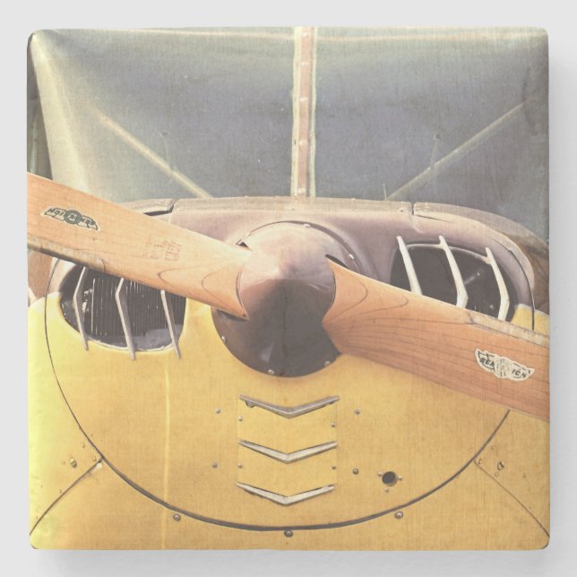 Aeroplane Propeller Yellow Biplanes Stone Coaster (Front)