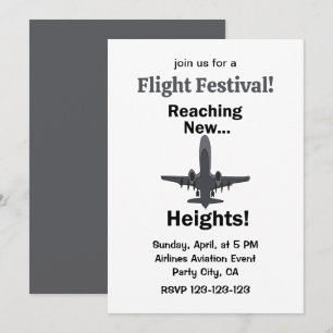 Aeroplane Reaching New Heights Flight Festival Invitation