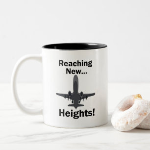 Aeroplane Reaching New Heights Inspirational Quote Two-Tone Coffee Mug