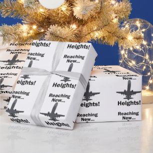 Aeroplane Reaching New Heights Inspirational Quote Wrapping Paper