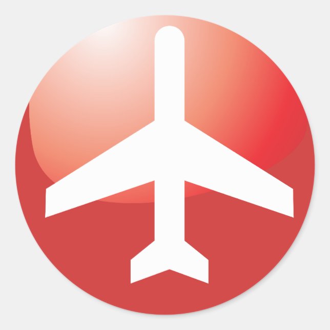 Aeroplane Red Easy Button Classic Round Sticker (Front)