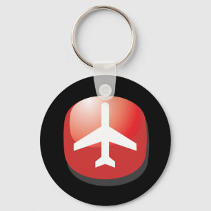Aeroplane Red Easy Button Key Ring