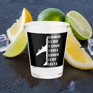Aeroplane Retired Nato Phonetic Alphabet Aviation Shot Glass