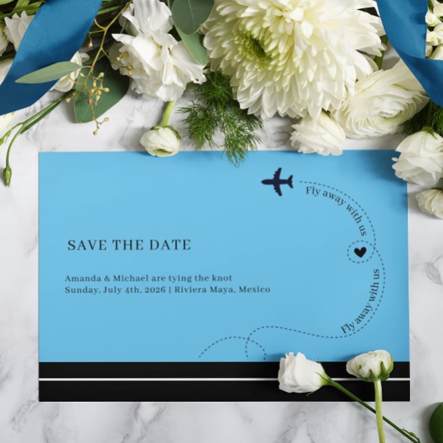 Aeroplane Route Destination Wedding Photo Announcement Postcard (Creator Uploaded)