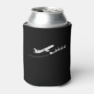 Aeroplane Santa Sleigh Reindeer Christmas Pilot Can Cooler