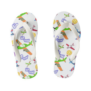 Aeroplane Show White Kid's Flip Flops