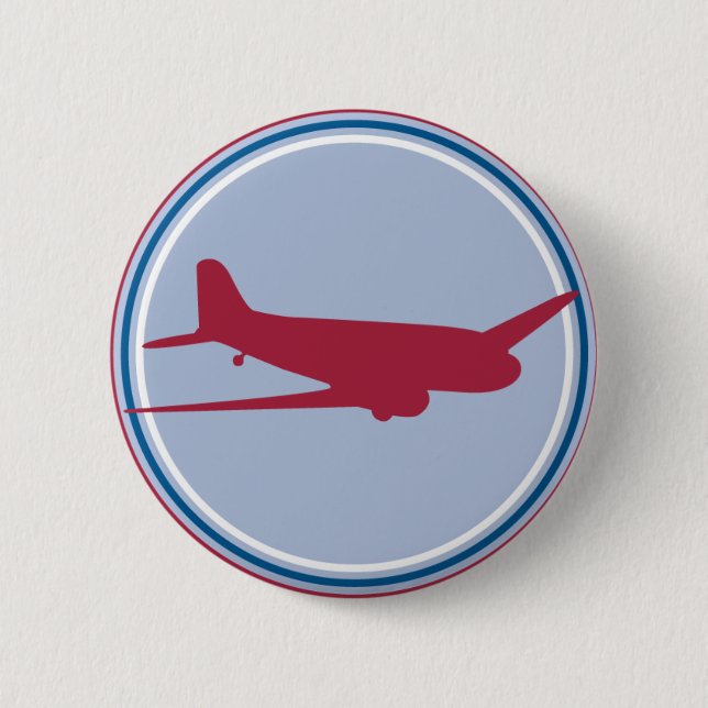 aeroplane silhouette 6 cm round badge (Front)
