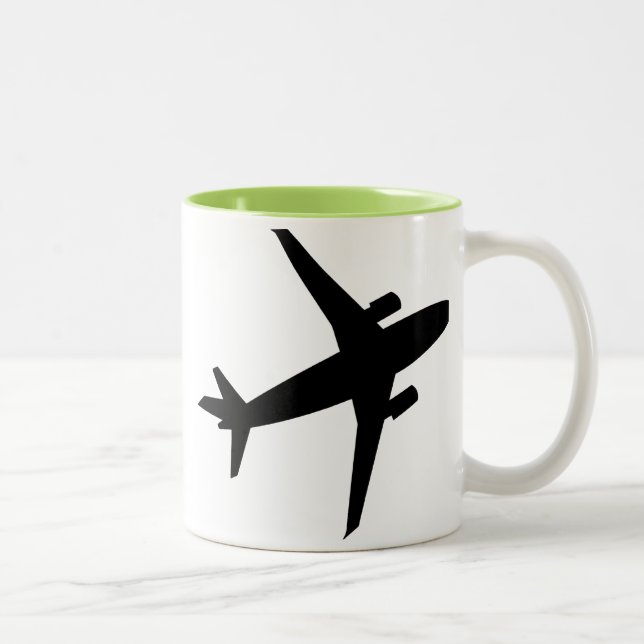 Aeroplane Silhouette; Cool Two-Tone Coffee Mug (Right)