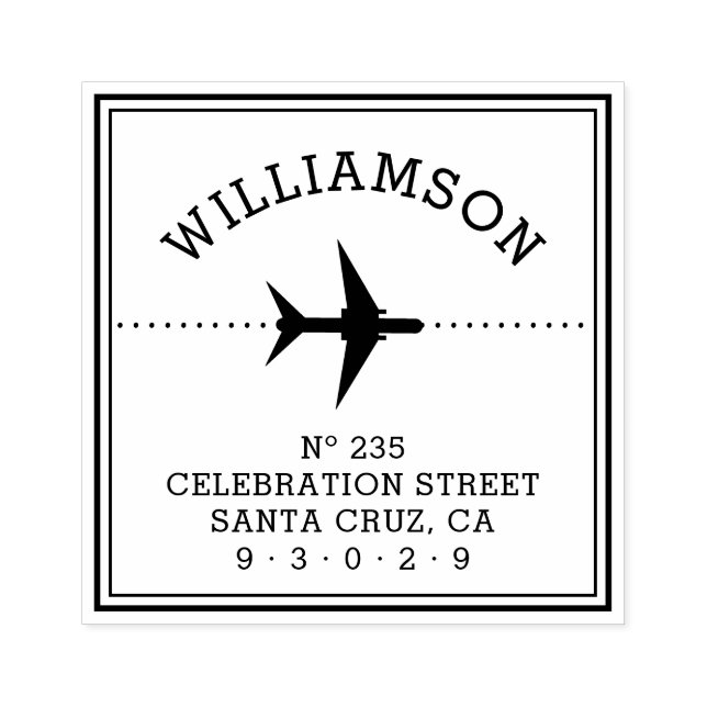 Aeroplane Silhouette | Family Name & Return Addres Rubber Stamp (Imprint)