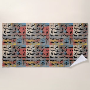 Aeroplane Silhouettes Beach Towel