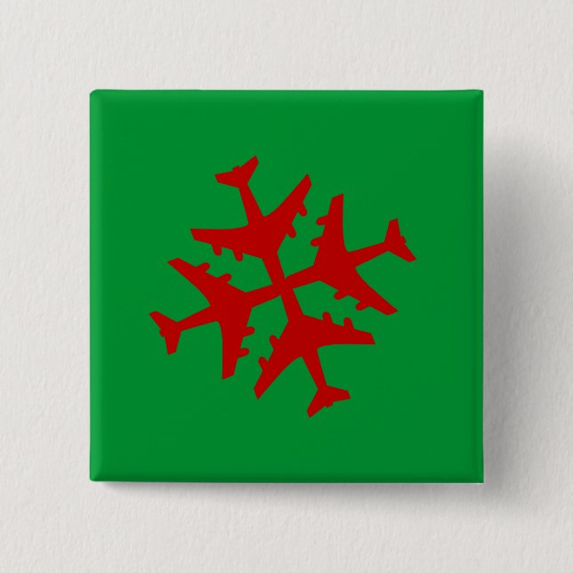 Aeroplane Snowflake 15 Cm Square Badge (Front)